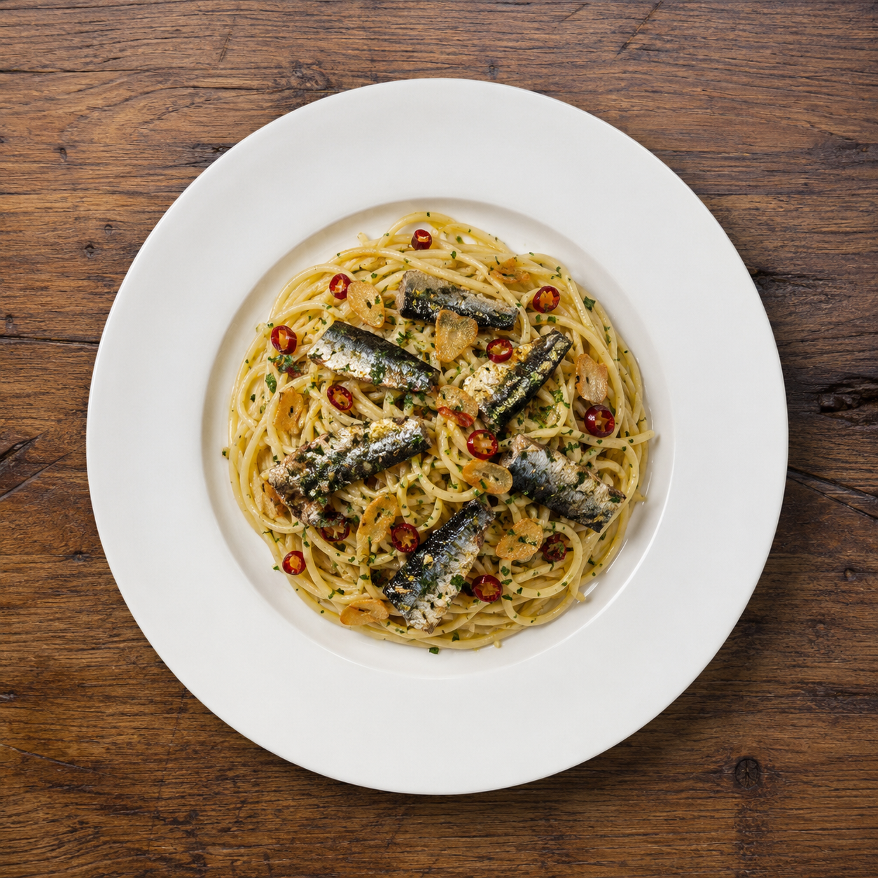 Spanish Sardine Aglio Olio Pasta